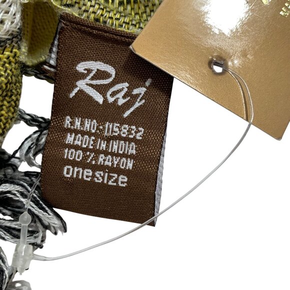 NWT RAJ Boho Embroidered Reversible Rectangular Rayon Scarf Multicolor Green OS - Picture 5 of 5